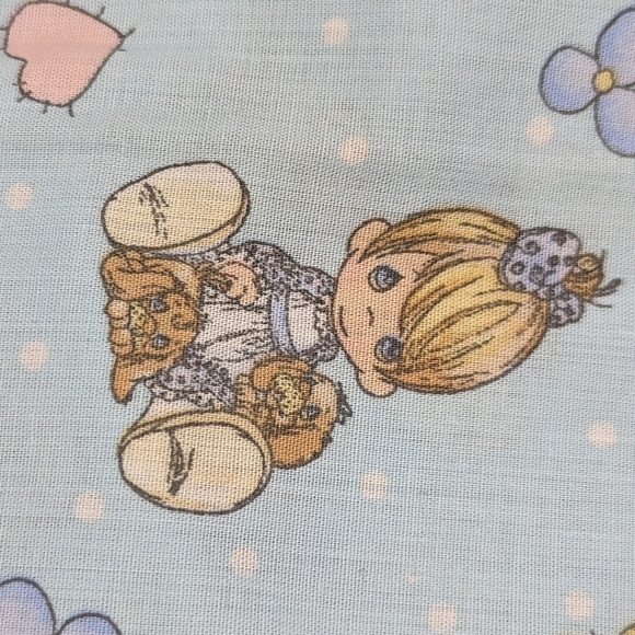 VINTAGE Precious Moments aqua blue fitted crib sheet - Picture 7 of 10